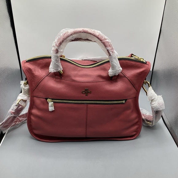 orYANY Handbags - orYANY Pebbles Leather Sarah Satchel Bag Braided Tassel Crossbody Tote Dark Pink